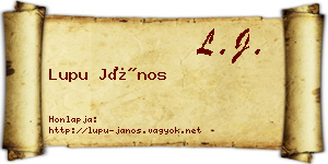Lupu János névjegykártya